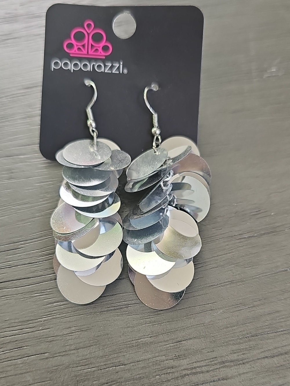 paparazzi Silver Sequin Cascade Dangle Earrings